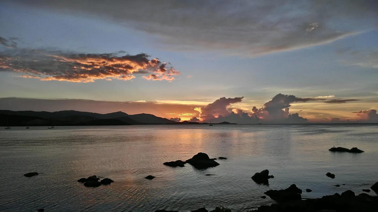 Calm sea at sunset on the Koh Samui coast
